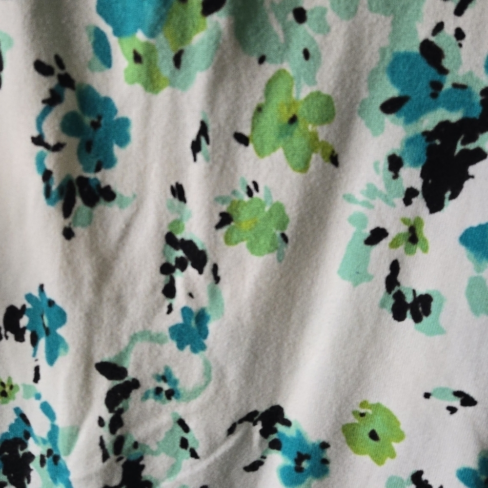Charter Club Floral Button-Up Blouse - White, Blue, Green - Picture 3 of 6